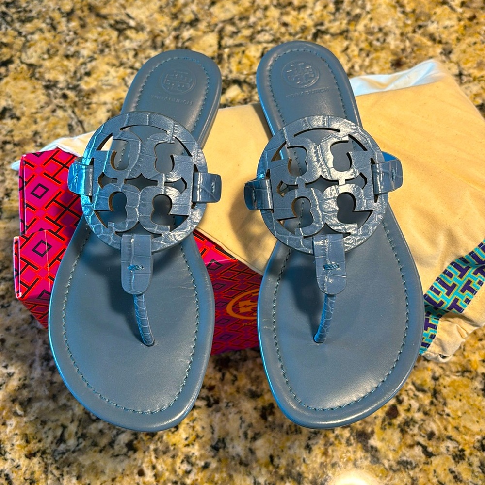 Tory Burch Miller Size 9 Blue Sandals